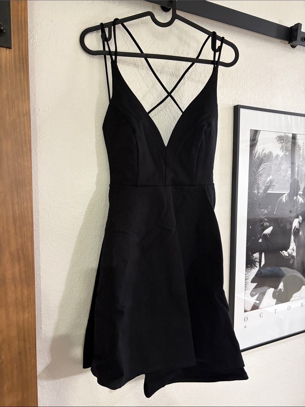 Lulu's Black Strappy V-Neck Mini Dress